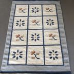 Vintage Wollen Zweedse Röllakan Blauw Met Bloemen thumbnail 3
