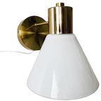 Vintage IKEA Wandlamp Goud Melkglas thumbnail 2