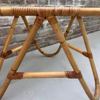 Mid Century Rotan Tafel Met Glasplaat, Vintage Bamboe Bijzettafel Jaren 70. thumbnail 10