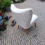 Cocktail Stoel Vintage Wit Fauteuil Retro Jaren 50/60 thumbnail 2