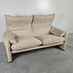 Cassina Maralunga Bank, Creme Alcantara Leer, Tweezits thumbnail 12