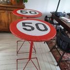 Vintage Sta Tafel 50 Km Verkeersbord Ø 60 Cm Tuinfeest Party thumbnail 6