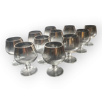 Set Van 11 Vintage Jaren 60 Zilver Ombre Cognac Glazen thumbnail 8