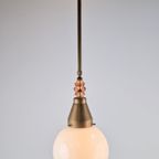 Vintage Art Deco Bol Hanglamp Schoollamp Kopper Mid Century thumbnail 4