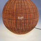 Rotan Bolvormige Vloerlamp / Tafellamp. Duitsland 1980'S thumbnail 19