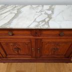 Vintage Antiek Dressoir Commode Ladekast Badkamermeubel Met Marmer Blad 707 thumbnail 12