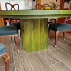 ¨houthakker¨ Rustik Ronde Groene Tafel Massief Hout thumbnail 3