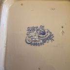 Antieke Engelse Aziatische Fazantenschaal Met Het Iconische Blauw-witte Patroon thumbnail 5