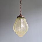 Art Deco Hanglamp In Lichtgroen Gebarsten Glas, 1920-30 thumbnail 4
