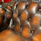 Ruime Engelse Chesterfield Zithoek 3+2 Zits Antiek Rood Bruin thumbnail 6