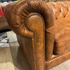 Stoere Industriële Vintage Chesterfield 3,5 Zits Bank In Vintage Cognac Leer 240 Cm thumbnail 6