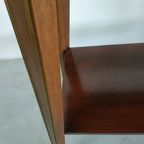 Vintage Plantentafel Bijzettafel Trolley Met Messing Inlay En Wieltjes thumbnail 18