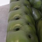 Comfortabele, Groene, Rundlederen Ruime 3 Zits Engelse Chesterfield Bank thumbnail 10