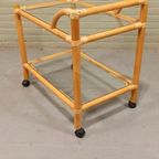 Vintage Boho Bamboe En Glas Trolley Barcart Serveerwagen thumbnail 10