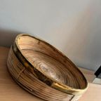 Mand Schaal Rotan Riet Messing Vintage thumbnail 4