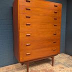 Vintage Tallboy Ladekast, Børge Mogensen Voor Søborg Møbelfabrik, Jaren 60 thumbnail 3