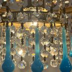 Set Van 2 Blauw Azuur Kroonluchters Hanglampen Teardrop Pegels Vintage thumbnail 8