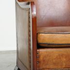 Unieke, Statige, Comfortabele Schapenleren Art Deco Design Fauteuil thumbnail 10