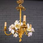 Italian Art Deco Chandelier With Flowers thumbnail 4