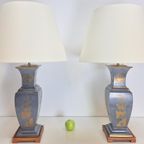 Set 2 Vintage Tafellamp Tin Messing ’60 Mid Century Japandi thumbnail 10