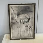 Vintage Hertjes Schilderij H. Van Meegeren Prent Bambi thumbnail 5