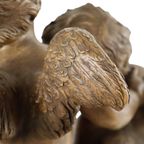 Groot Antiek Beeld Sculptuur Terracotta Cherubijnen Putti Terre Cuite Frankrijk 1900 thumbnail 5