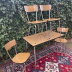 Mooie Bruine Retro Vintage Formica Set Tafel Met 4 Stoelen thumbnail 6