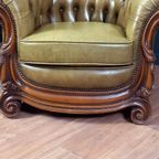 Vintage Leren Chesterfield Clubfauteuil In Barokstijl thumbnail 11