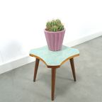 Bijzettafel Met Groen Blauw Formica Blad, Plantentafel Nr. 25 thumbnail 2