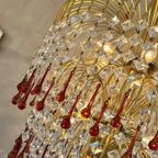 Xxl Murano Teardrop Kroonluchter Hanglamp Vintage Goud Frame thumbnail 9