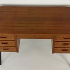 Scandinavisch Vintage Teak Fineren Bureau Faset thumbnail 10