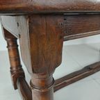Massief Engelse Eikenhouten Eettafel – 20e Eeuw Met Prachtige Nerf En Patina thumbnail 13