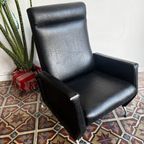 Mid-century Fauteuil 🖤 Zwarte Skai thumbnail 2