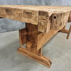 Antieke Werkbank Sidetable Keukeneiland 19E Eeuws 250 Cm thumbnail 14