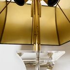 Hollywood Regency Messing En Plexi Tafel Lamp thumbnail 6