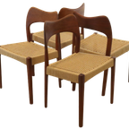 Set 4 Stoelen Papercord Arne Hovmand Olsen Vintage thumbnail 10