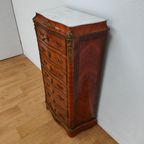 Antiek Franse Secretaire Wandkast Ladekast Met Marmer Blad thumbnail 4
