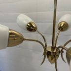 Vintage Sputnik Lamp, 4 Messing Armen En Melkglazen Kappen. - M29 thumbnail 10