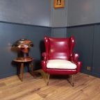 Rode Italiaanse Vintage Designfauteuil thumbnail 2
