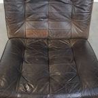 Grijze Vintage Lederen Design Element/ Fauteuil Uit De Jaren ’70 + Hocker thumbnail 7