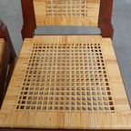 Leuke Set Van 2 Houten Art Deco Design Eetkamerstoelen Met Een Rieten Zitting En Rugleuning thumbnail 7