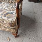 Vintage Stoffen Armleunstoel Oorfauteuil thumbnail 7