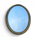 Oval Mirror / Plaster / Wood / 1930s / Facet Cut thumbnail 5