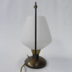 Vintage Bureaulamp Met Witte Glazen Kap thumbnail 6