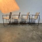 Vier Arco Frame Eetkamerstoelen, Crème Bekleding, Burkhard Vogtherr thumbnail 13