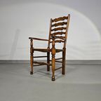 Set Of 4 Oak, Rustic, Farmhouse, Ladderback Dining Chairs With Rush Seats 1960s thumbnail 8