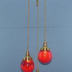 Hanglamp Met 3 Art De France Gekleurde Glazen Bollen thumbnail 5