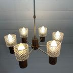 Vintage Sputnik Lamp , 6 Messing Armen En Glazen Kappen. thumbnail 4