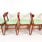 5 Farstrup Deense Houten Stoelen Nieuw Gestoffeerd Groen thumbnail 7