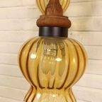 Vintage Grote Cascade Hanglamp Met 5 Glas En Hout Lampen thumbnail 13